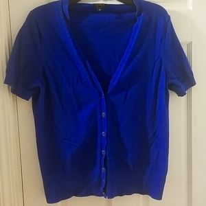 Talbots blue button down short sleeve sweater